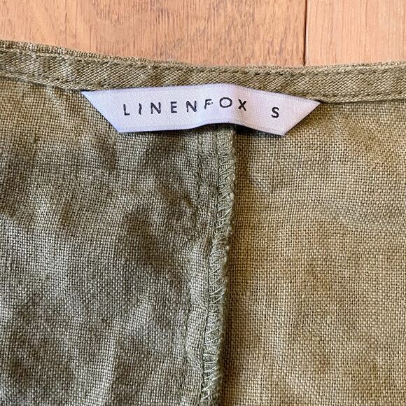 Linenfox Bonni Wrap Top - Olive & Ecru - Size Small - Picture 2 of 5